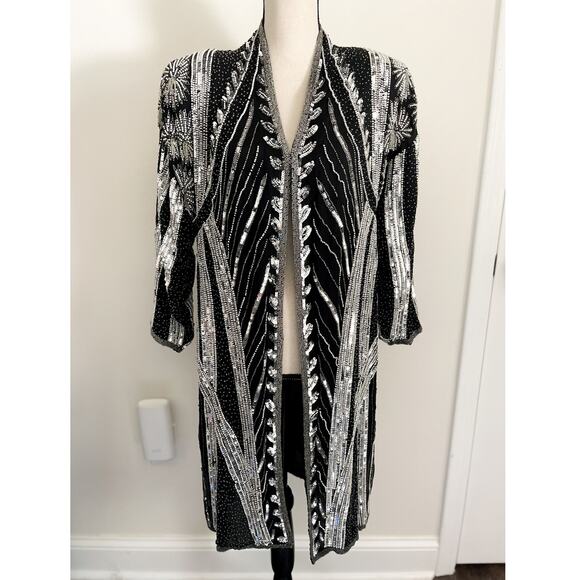 Vintage Sequin Beaded Duster Jacket - Picture 1 of 15